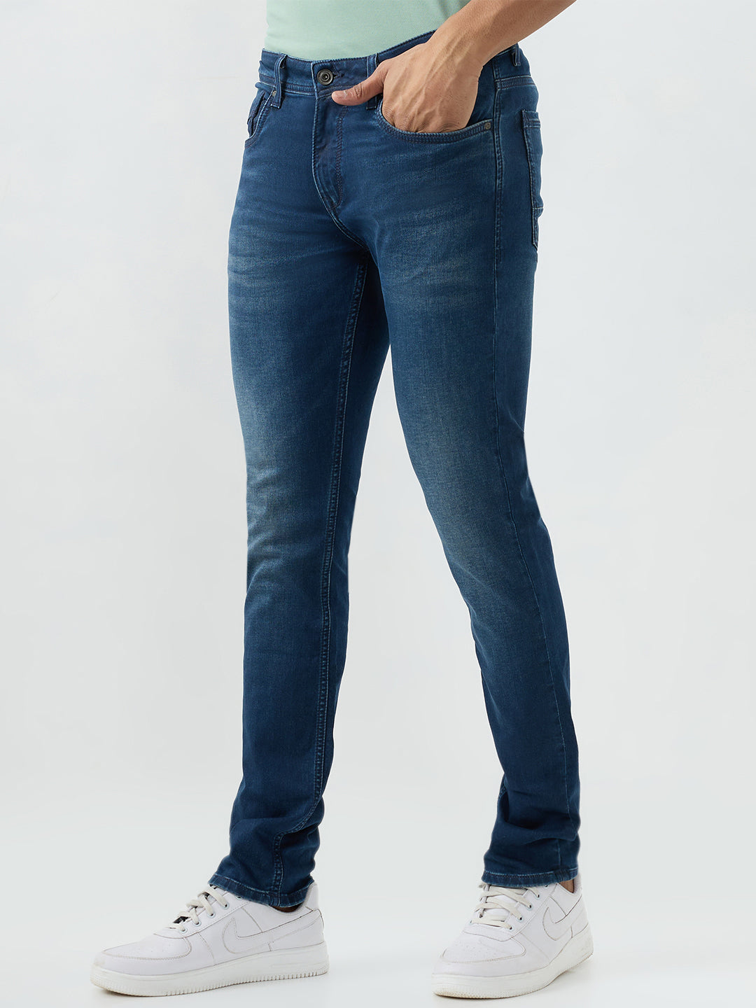 Men Kano Jeans Slim Fit Blue Low Rise