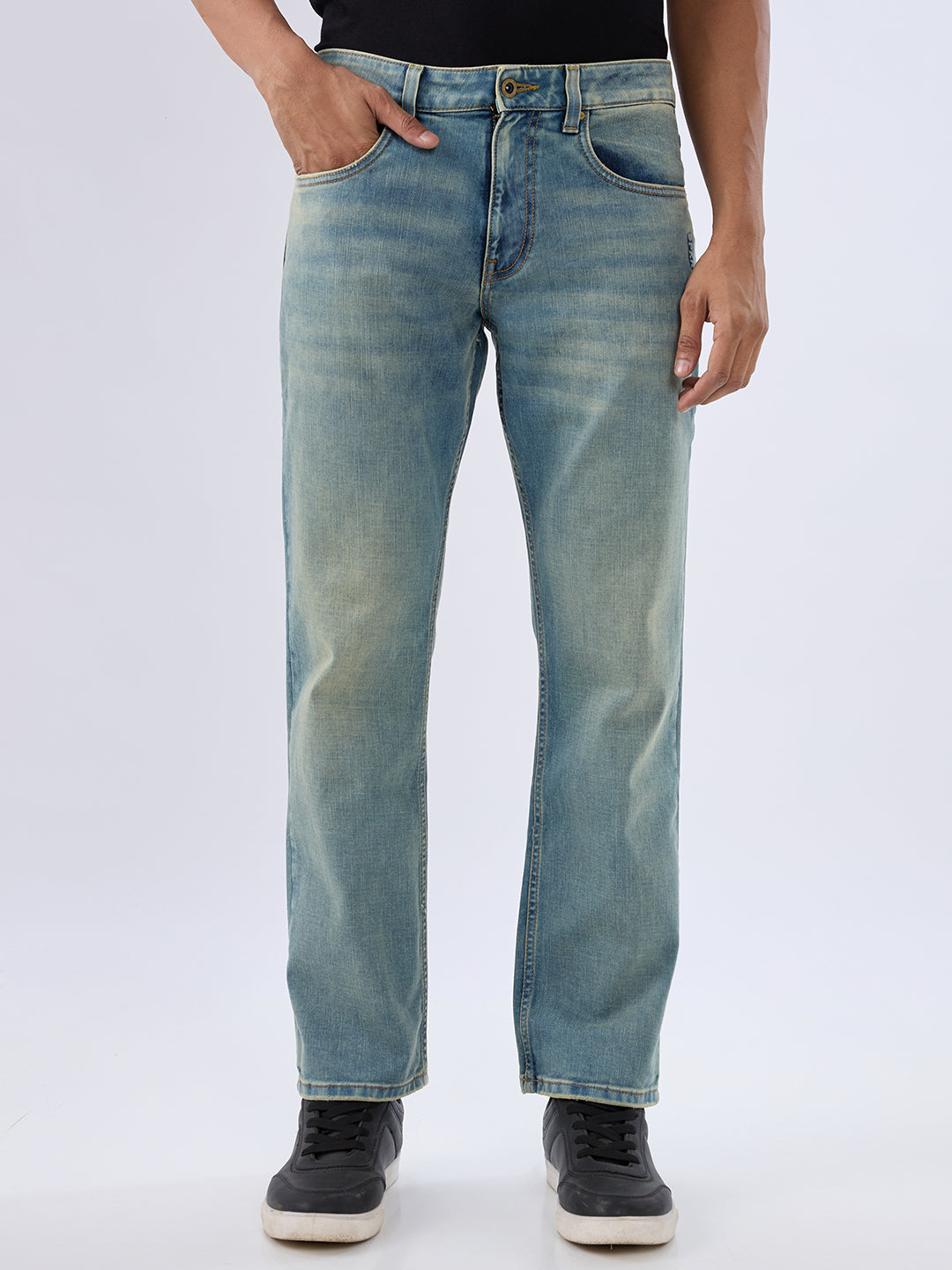 Spykar Vintage Blue Comfort Fit Mid Rise Jeans For Men