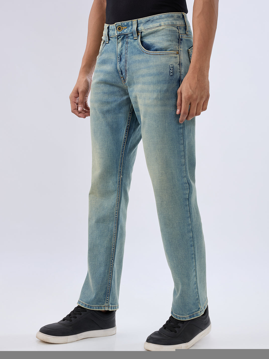Spykar Vintage Blue Comfort Fit Mid Rise Jeans For Men