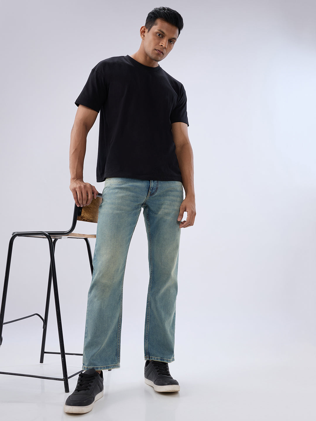 Spykar Vintage Blue Comfort Fit Mid Rise Jeans For Men