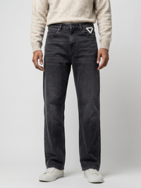 Men Ikemen Jeans Loose Fit Black Low Rise