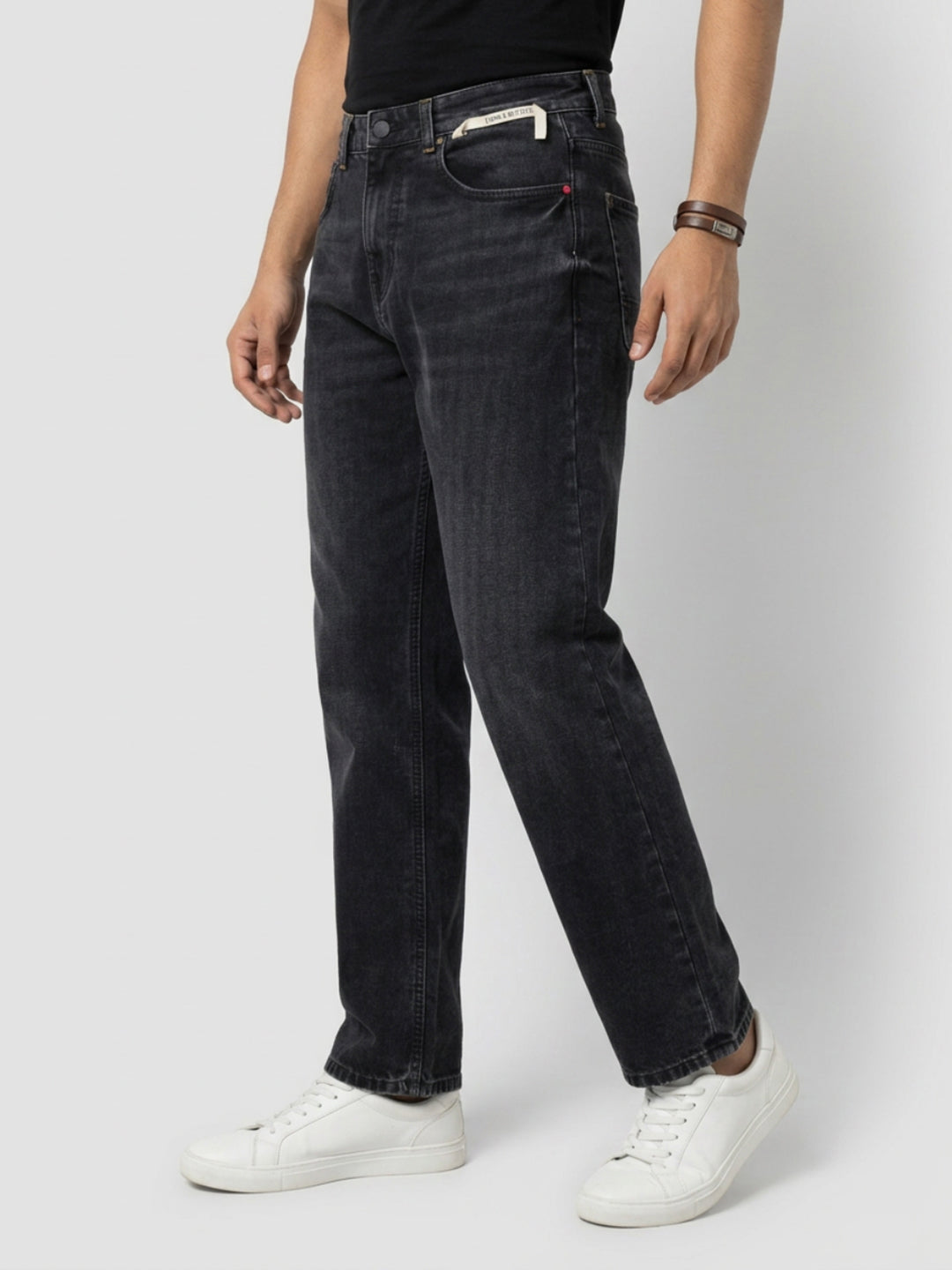 Men Ikemen Jeans Loose Fit Black Low Rise