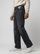 Men Ikemen Jeans Loose Fit Black Low Rise