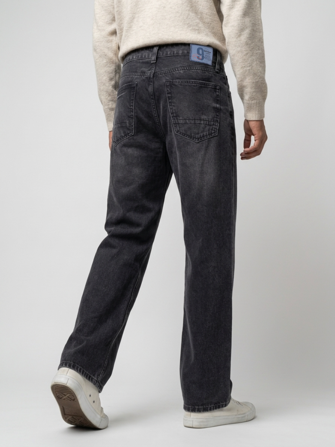Men Ikemen Jeans Loose Fit Black Low Rise
