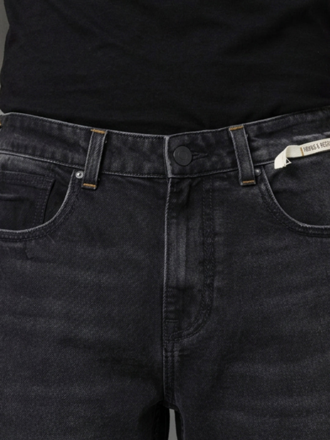 Men Ikemen Jeans Loose Fit Black Low Rise