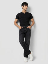 Men Ikemen Jeans Loose Fit Black Low Rise