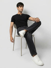 Men Ikemen Jeans Loose Fit Black Low Rise