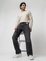 Men Ikemen Jeans Loose Fit Black Low Rise