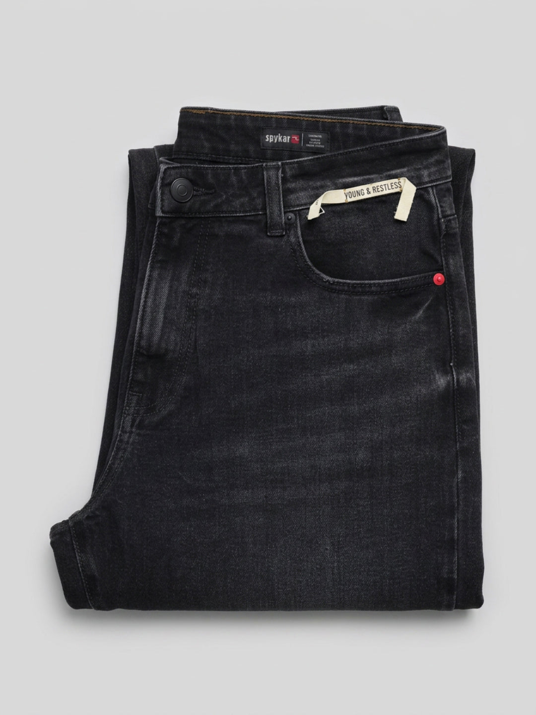 Men Ikemen Jeans Loose Fit Black Low Rise
