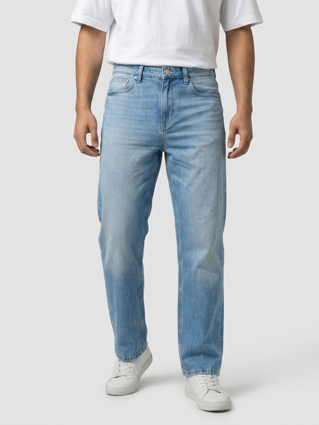 Men Ikemen Jeans Loose Fit Light Blue Low Rise