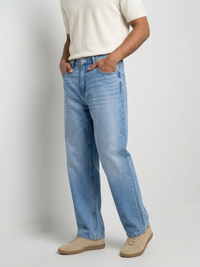 Men Ikemen Jeans Loose Fit Light Blue Low Rise