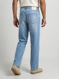 Men Ikemen Jeans Loose Fit Light Blue Low Rise