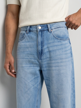 Men Ikemen Jeans Loose Fit Light Blue Low Rise