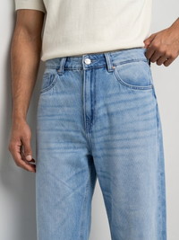 Men Ikemen Jeans Loose Fit Light Blue Low Rise