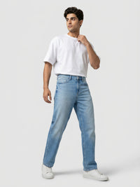 Men Ikemen Jeans Loose Fit Light Blue Low Rise
