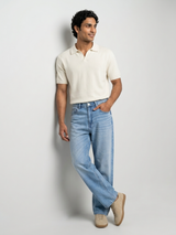 Men Ikemen Jeans Loose Fit Light Blue Low Rise