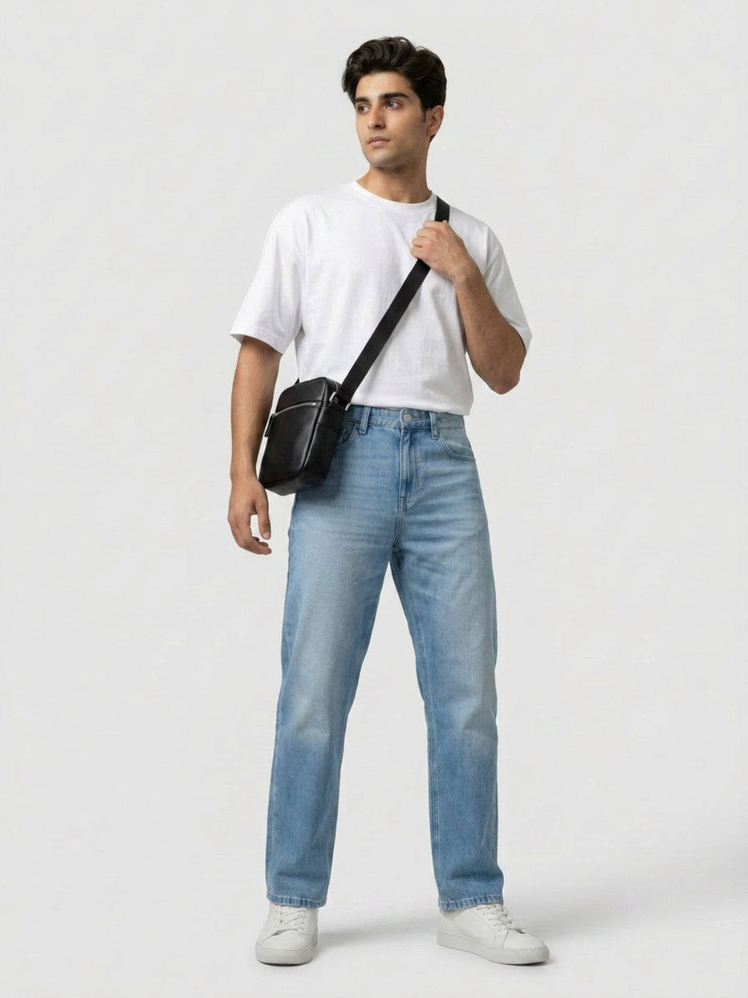 Men Ikemen Jeans Loose Fit Light Blue Low Rise