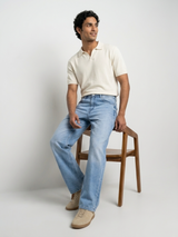 Men Ikemen Jeans Loose Fit Light Blue Low Rise