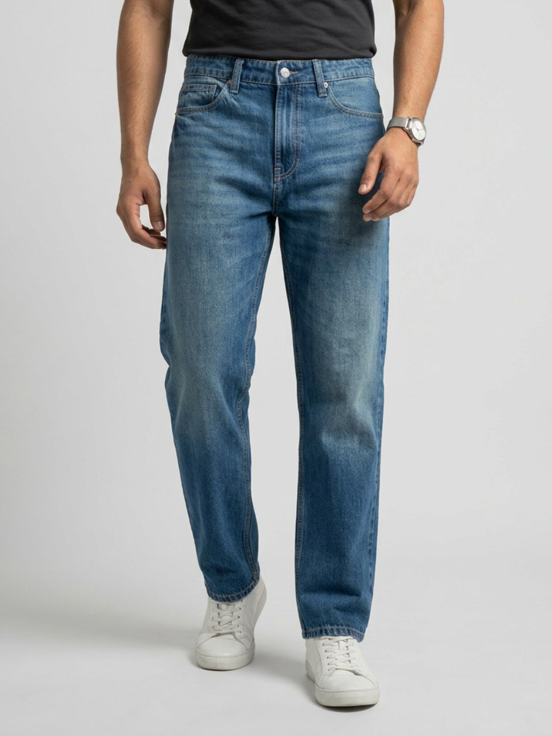 Men Ikemen Jeans Loose Fit Vintage Blue Low Rise
