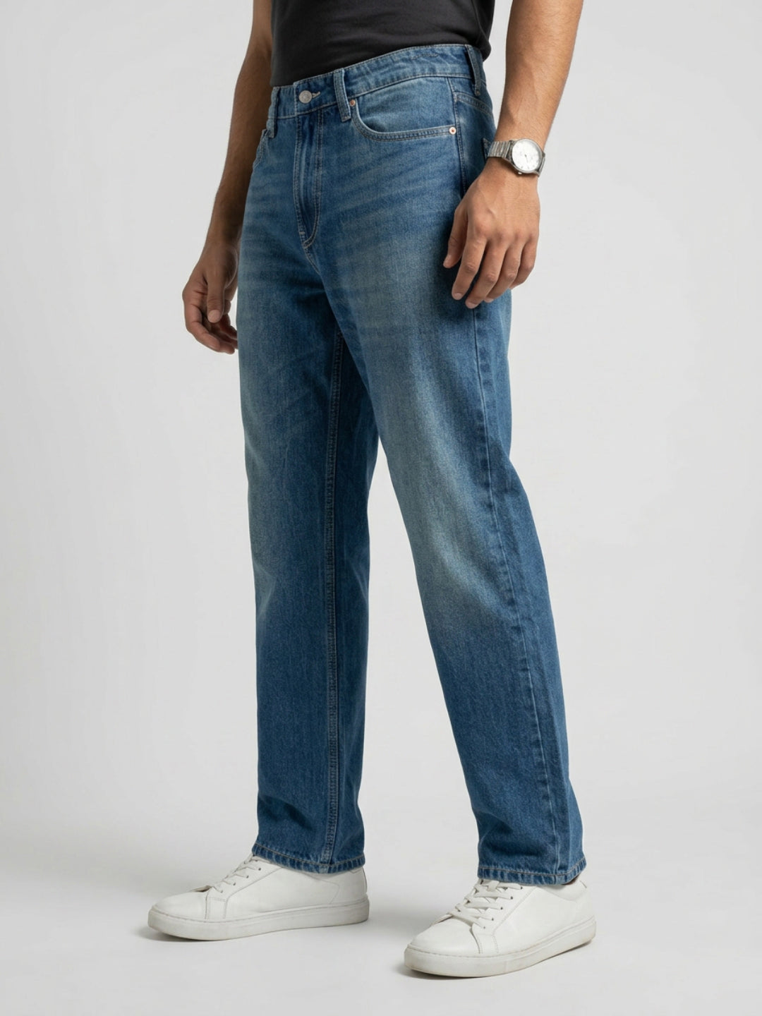 Men Ikemen Jeans Loose Fit Vintage Blue Low Rise