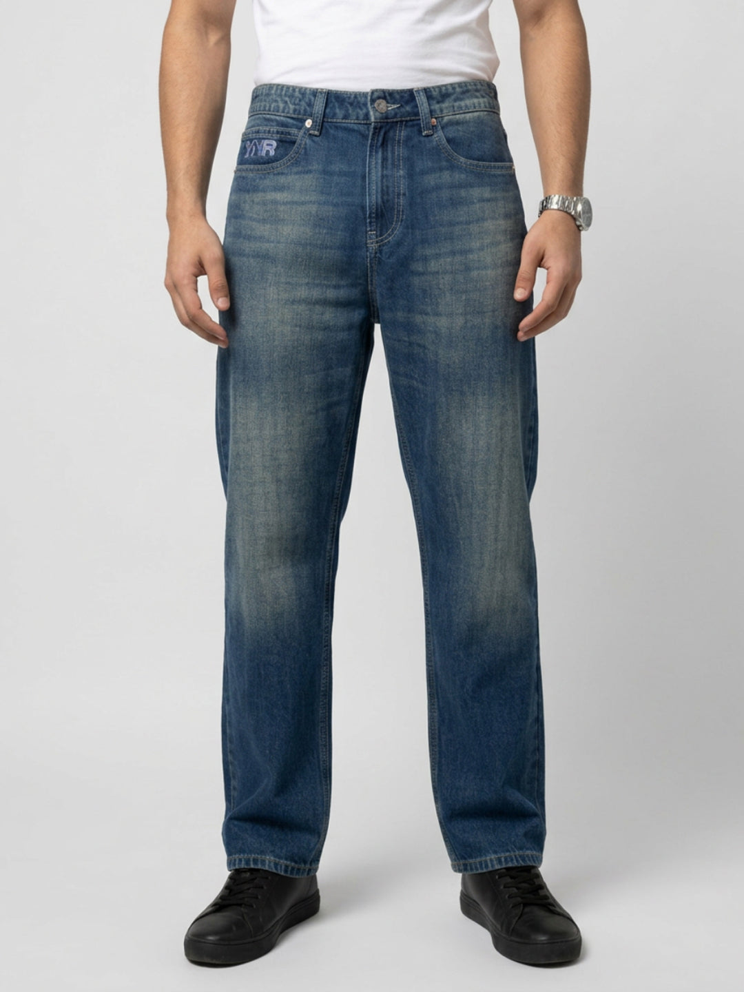 Men Ikemen Jeans Loose Fit Vintage Blue Low Rise