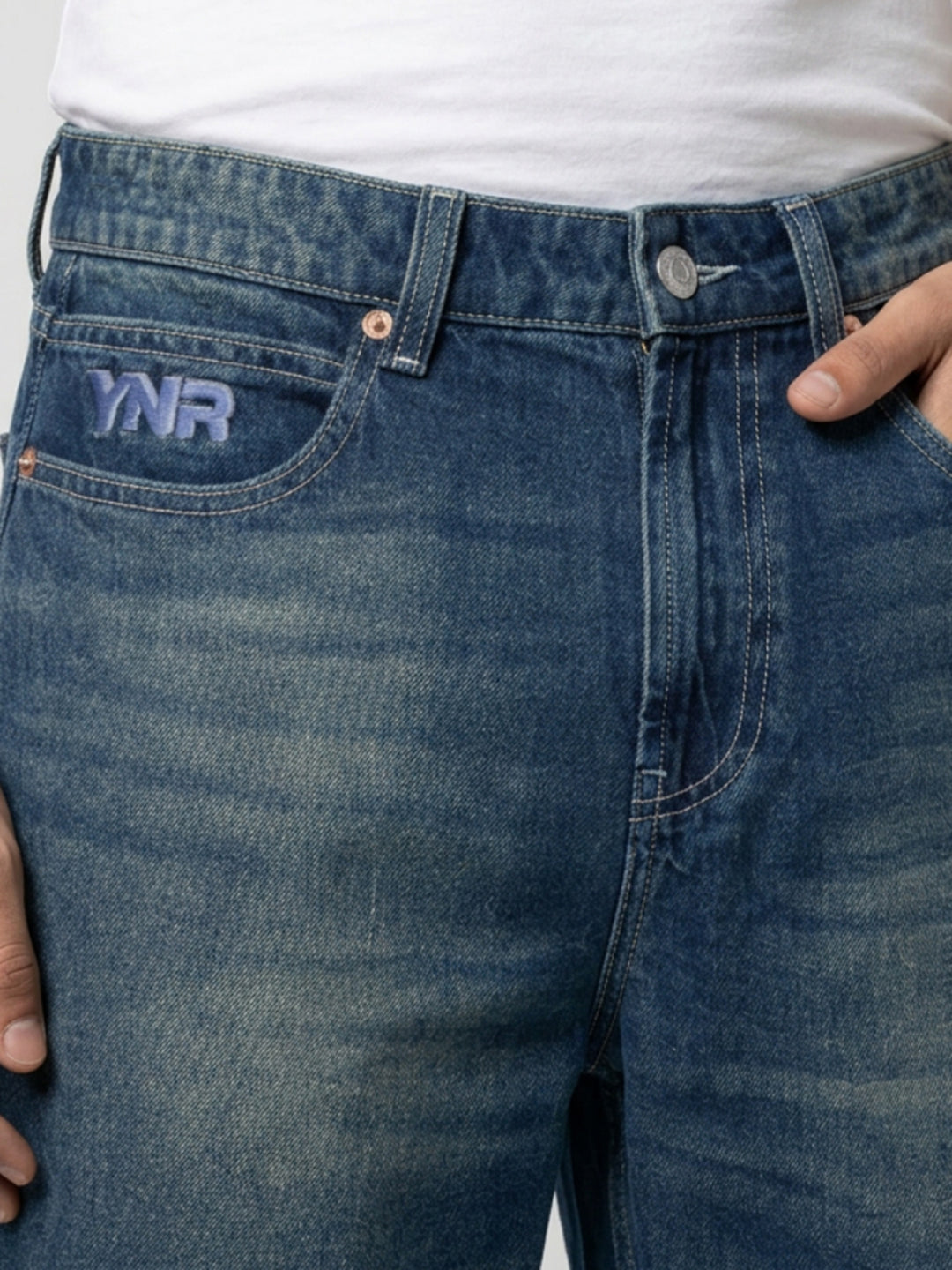 Men Ikemen Jeans Loose Fit Vintage Blue Low Rise