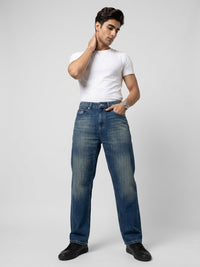 Men Ikemen Jeans Loose Fit Vintage Blue Low Rise