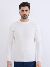 Men Sweater White Slim Fit