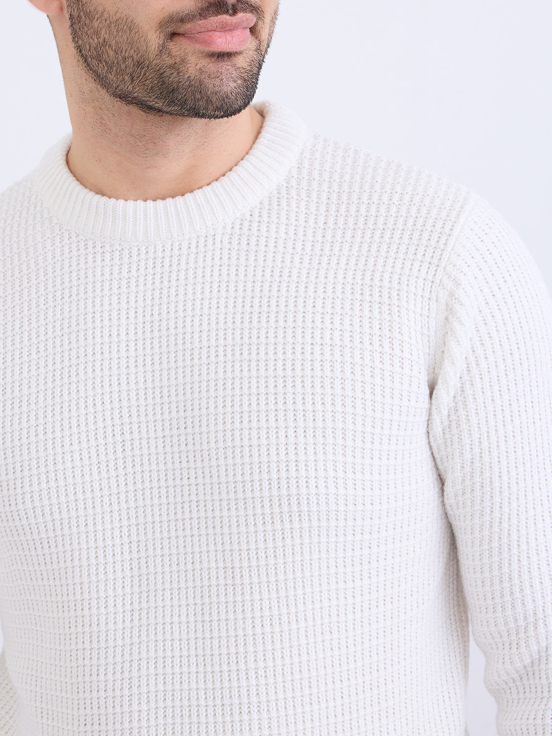 Spykar White Slim Fit Casual Sweaters For Men
