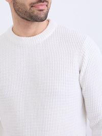 Men Sweater White Slim Fit
