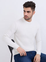 Men Sweater White Slim Fit