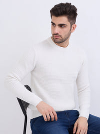 Men Sweater White Slim Fit