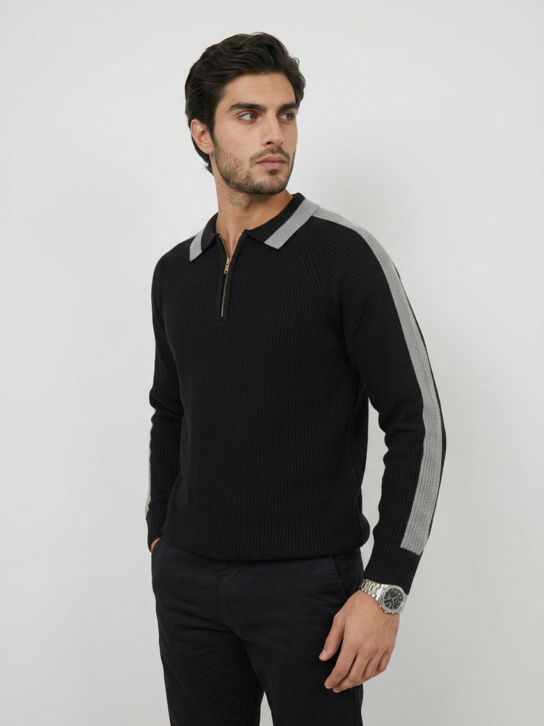 Men Sweater Black Regular Fit