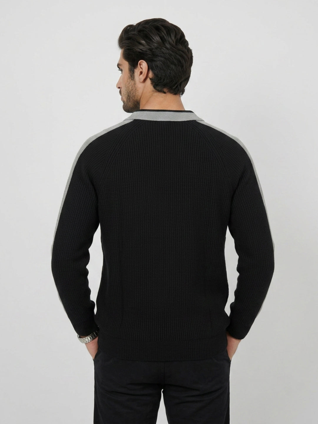 Men Sweater Black Regular Fit