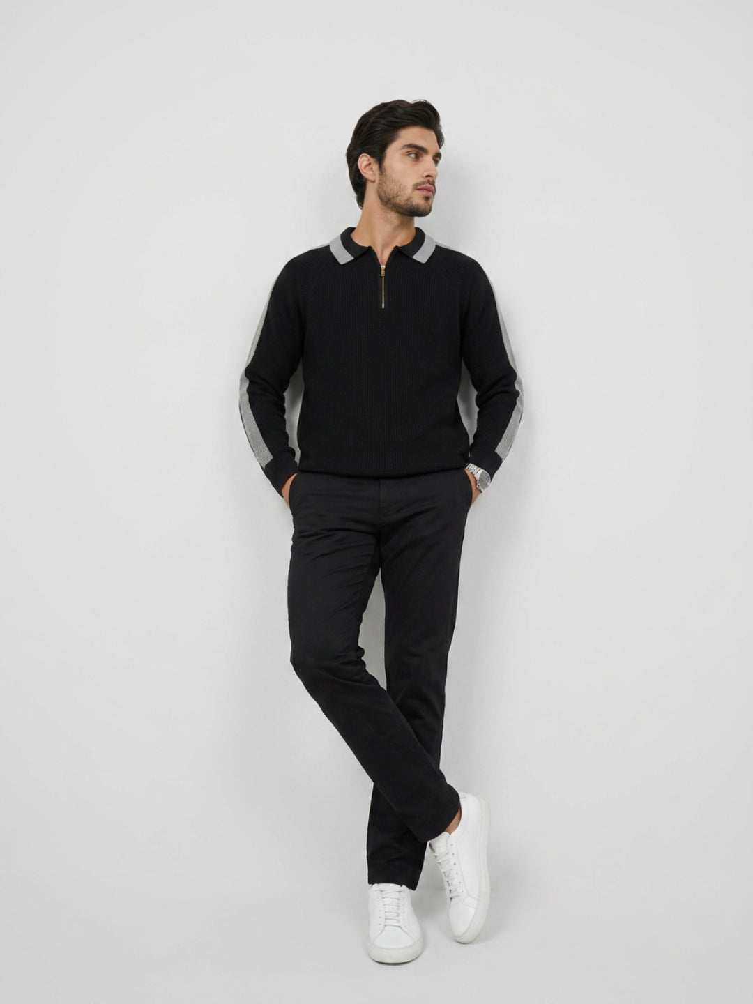 Men Sweater Black Regular Fit