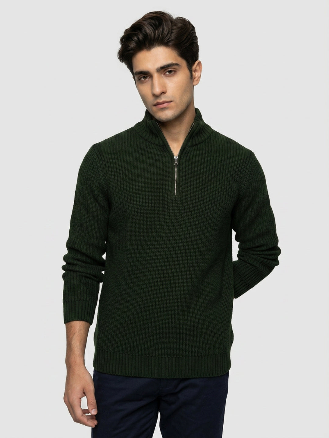 Men Sweater Green Regular Fit