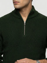 Men Sweater Green Regular Fit