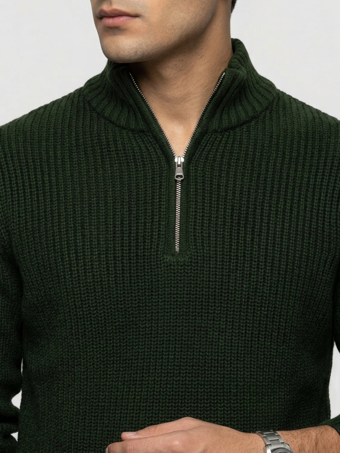 Men Sweater Green Regular Fit