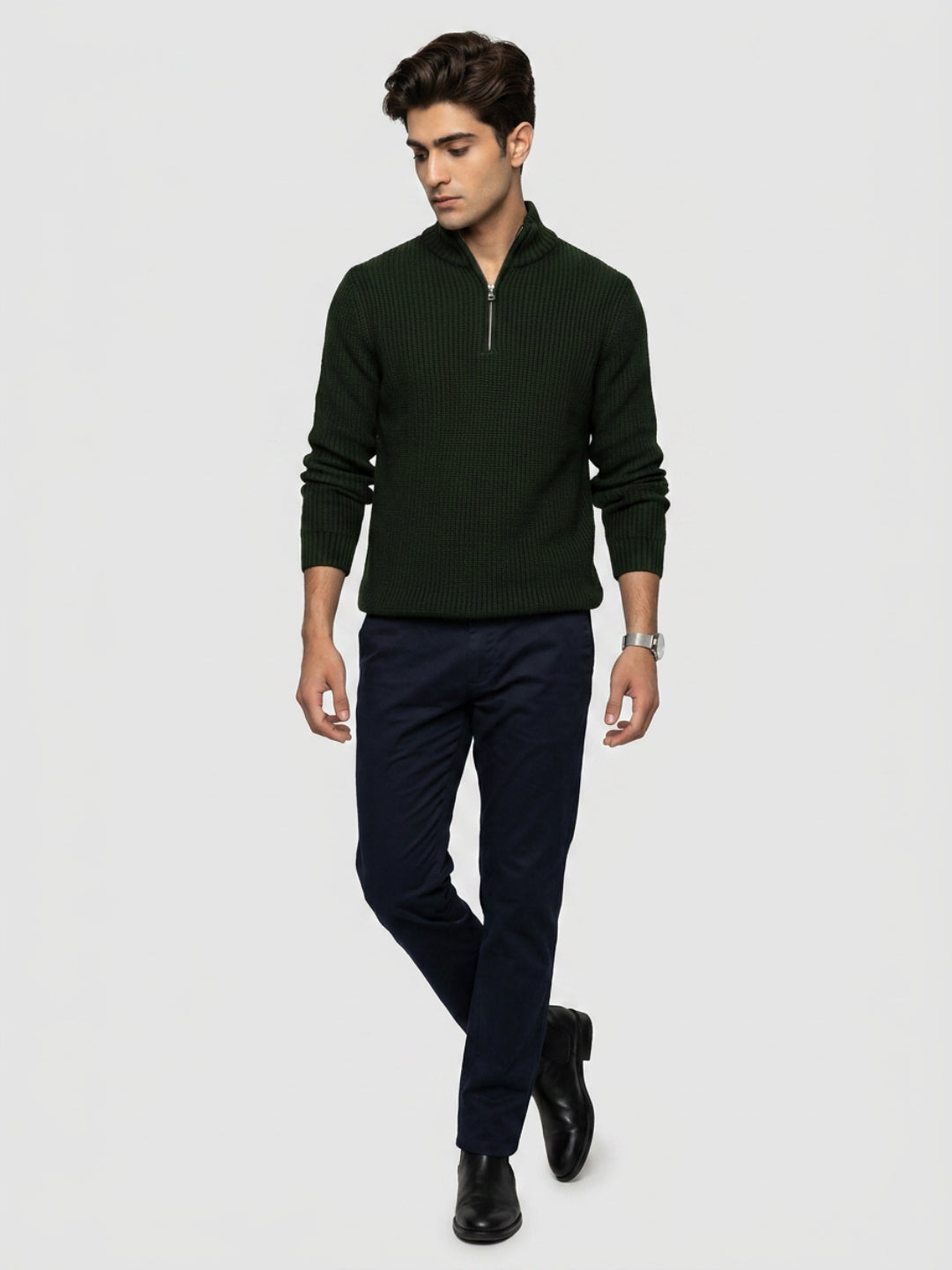 Men Sweater Green Regular Fit