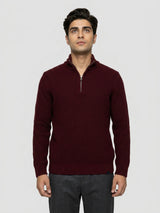 Men Sweater Solid Red Regular Fit