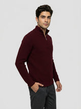 Men Sweater Solid Red Regular Fit