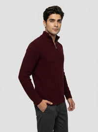 Men Sweater Solid Red Regular Fit
