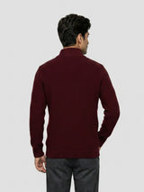 Men Sweater Solid Red Regular Fit