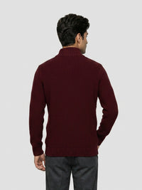 Men Sweater Solid Red Regular Fit
