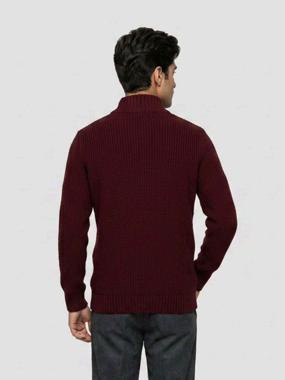 Men Sweater Solid Red Regular Fit