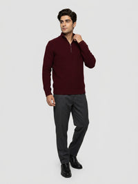 Men Sweater Solid Red Regular Fit