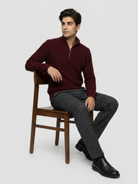 Men Sweater Solid Red Regular Fit
