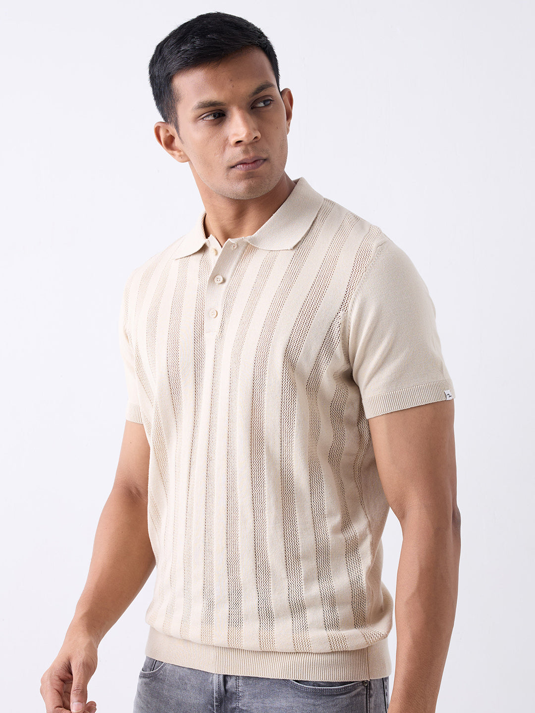 Spykar Beige Regular Fit Casual Sweater For Men