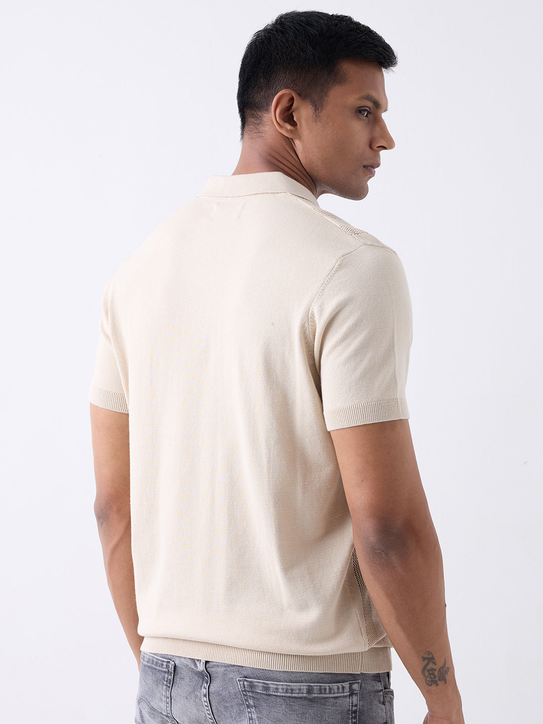 Spykar Beige Regular Fit Casual Sweater For Men
