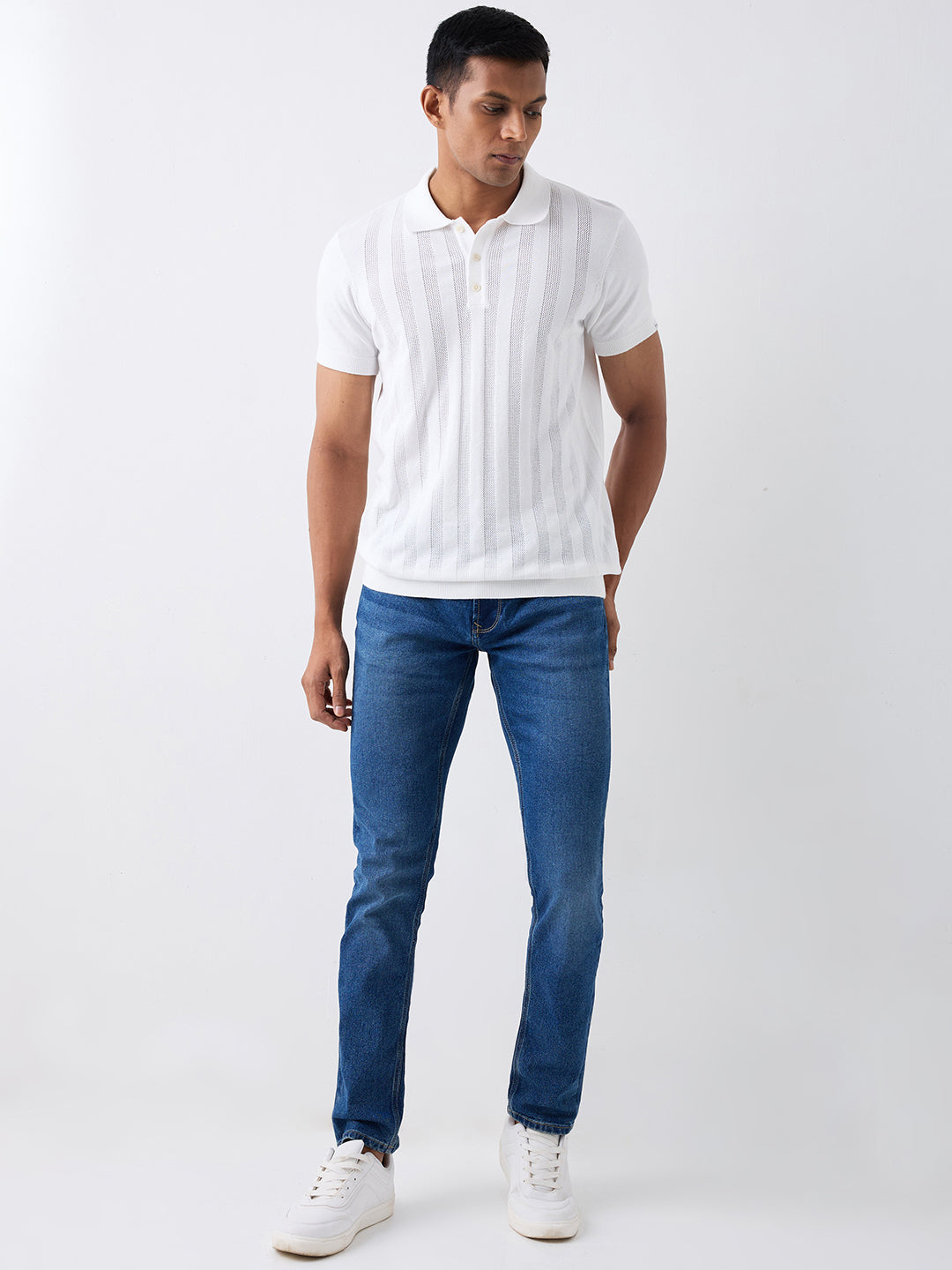 Spykar White Regular Fit Casual Sweater For Men